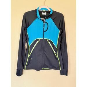 Under Armour Activewear Jacket Womens Medium Black Blue Running Zip Up 511D